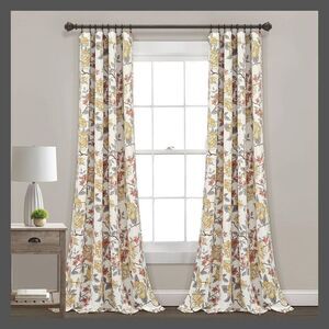 Lush Decor - Set of 2 (84"x52") Ivana Floral Light Filtering Wi White